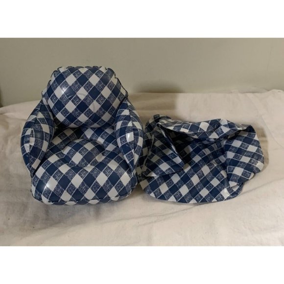 Unknown Other - Vintage Play Inflatable Blow Up Barbie Doll Furniture Chairs Checkered FLAWED
